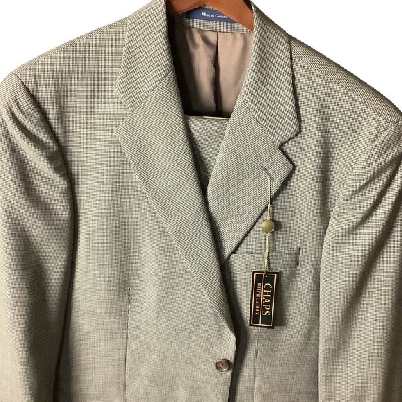 Chaps Ralph Lauren Mens 2-Piece Suit Wool Tailored Fit Black Multicolor 46L - Picture 11 of 16